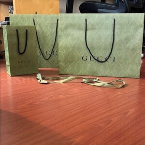 Gucci Green Embossed shopping‎ bags X3